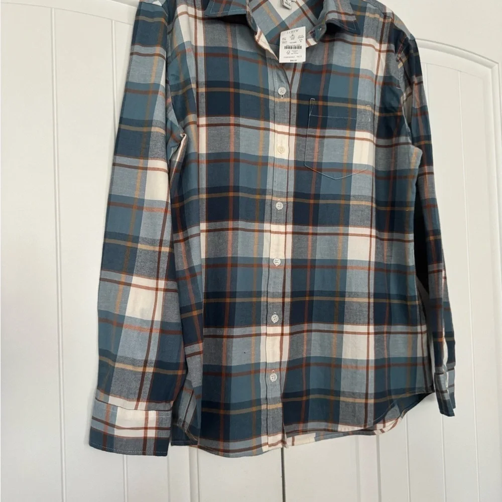 New J. Crew Men's Blue and White Plaid Button Down Shirt